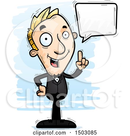 Clipart of a Talking Caucasian Man in a Tuxedo - Royalty Free Vector Illustration by Cory Thoman
