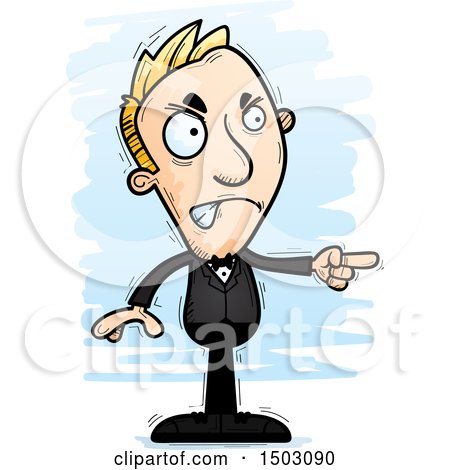 Clipart of a Mad Pointing Caucasian Man in a Tuxedo - Royalty Free Vector Illustration by Cory Thoman