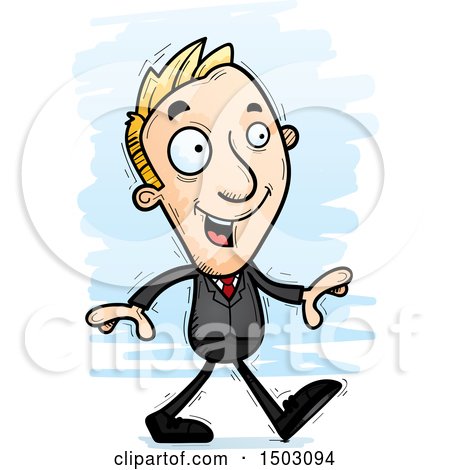 Clipart of a Walking Caucasian Business Man - Royalty Free Vector Illustration by Cory Thoman