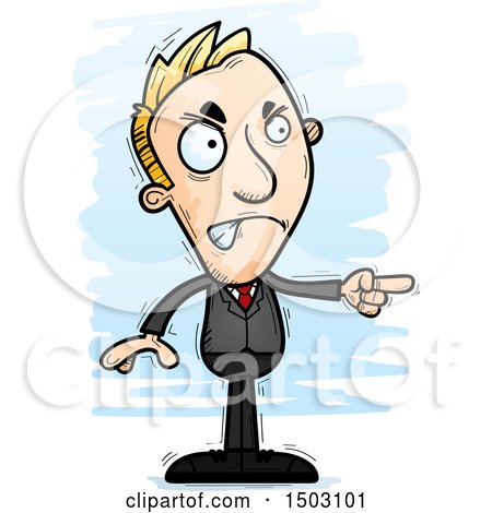 Clipart of a Mad Pointing Caucasian Business Man - Royalty Free Vector Illustration by Cory Thoman