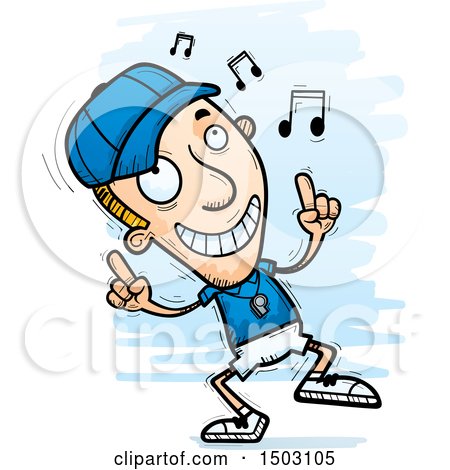 Clipart of a White Male Basketball Player Doing a Happy Dance - Royalty Free Vector Illustration by Cory Thoman