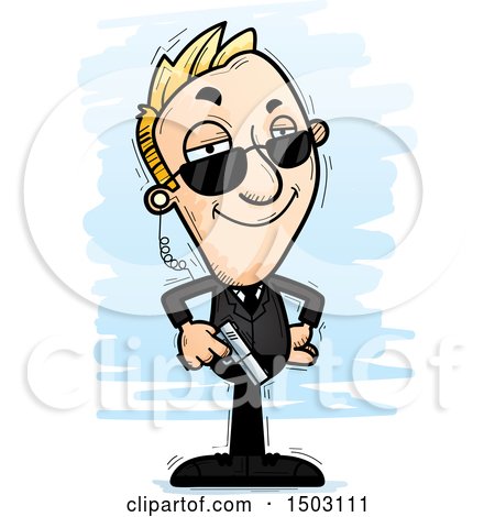 Clipart of a Confident Caucasian Man Secret Service Agent - Royalty Free Vector Illustration by Cory Thoman