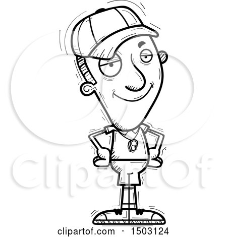 Clipart of a Black and White Confident Male Basketball Player - Royalty Free Vector Illustration by Cory Thoman