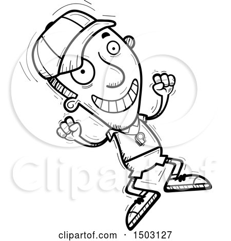 Clipart of a Black and White Jumping Male Basketball Player - Royalty Free Vector Illustration by Cory Thoman
