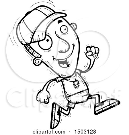 Clipart of a Black and White Running Male Basketball Player - Royalty Free Vector Illustration by Cory Thoman