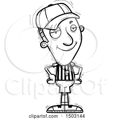Clipart of a Black and White Confident Male Referee - Royalty Free Vector Illustration by Cory Thoman