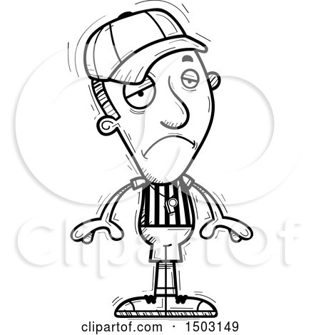 Clipart of a Black and White Sad Male Referee - Royalty Free Vector Illustration by Cory Thoman