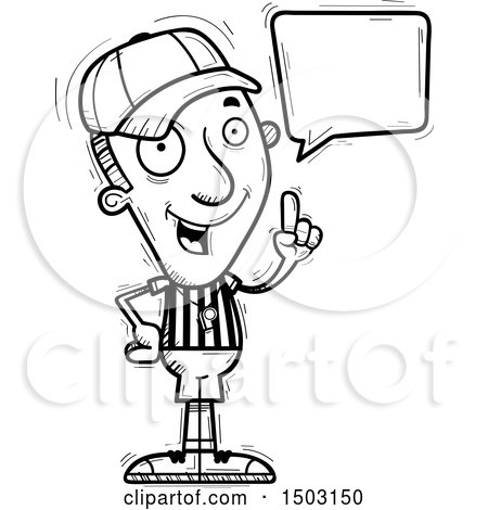 Clipart of a Black and White Talking Male Referee - Royalty Free Vector Illustration by Cory Thoman