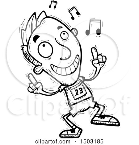 Clipart of a Black and White Male Track and Field Athlete Doing a Happy Dance - Royalty Free Vector Illustration by Cory Thoman