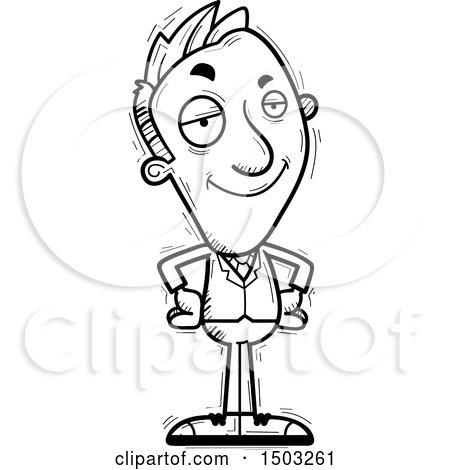 Clipart of a Black and White Confident Caucasian Business Man - Royalty Free Vector Illustration by Cory Thoman
