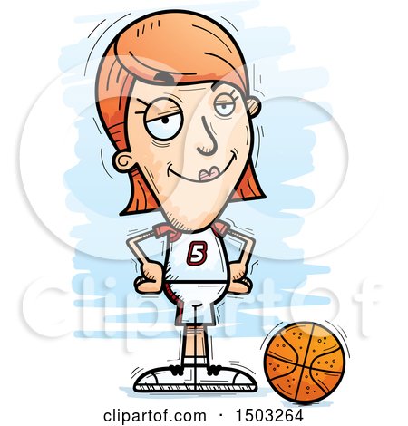 Clipart of a Confident White Female Basketball Player - Royalty Free Vector Illustration by Cory Thoman