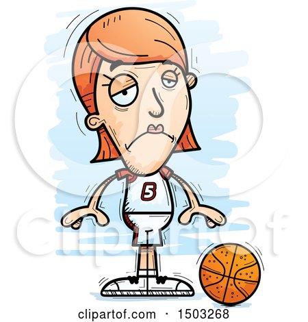 Clipart of a Sad White Female Basketball Player - Royalty Free Vector Illustration by Cory Thoman