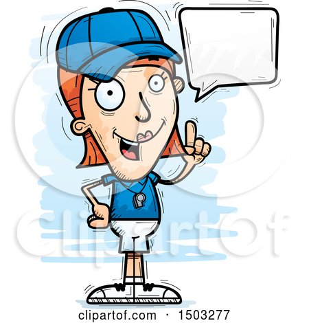 Clipart of a Talking White Female Coach - Royalty Free Vector Illustration by Cory Thoman