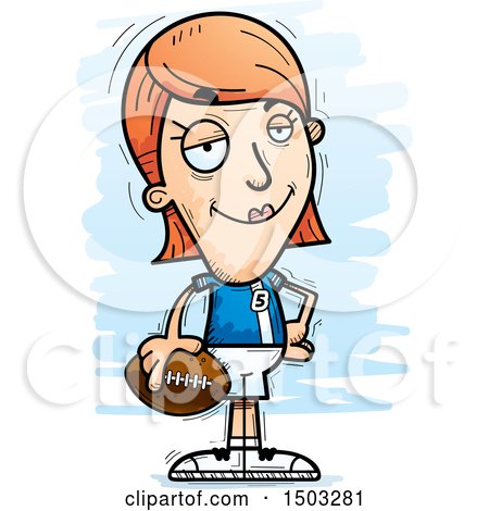 Clipart of a Confident White Female Football Player - Royalty Free Vector Illustration by Cory Thoman