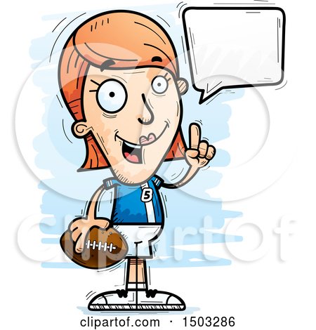 Clipart of a Talking White Female Football Player - Royalty Free Vector Illustration by Cory Thoman