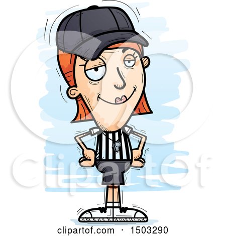 Clipart of a Confident White Female Referee - Royalty Free Vector Illustration by Cory Thoman
