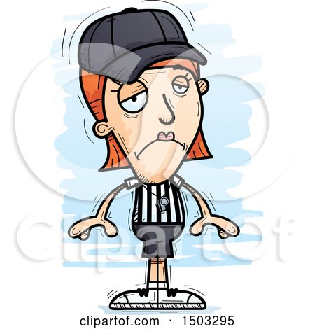 Clipart of a Sad White Female Referee - Royalty Free Vector Illustration by Cory Thoman