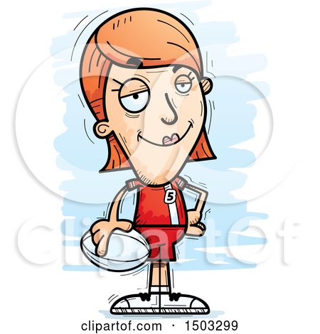 Clipart of a Confident White Female Rugby Player - Royalty Free Vector Illustration by Cory Thoman