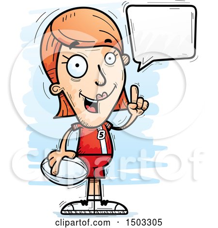 Clipart of a Talking White Female Rugby Player - Royalty Free Vector Illustration by Cory Thoman