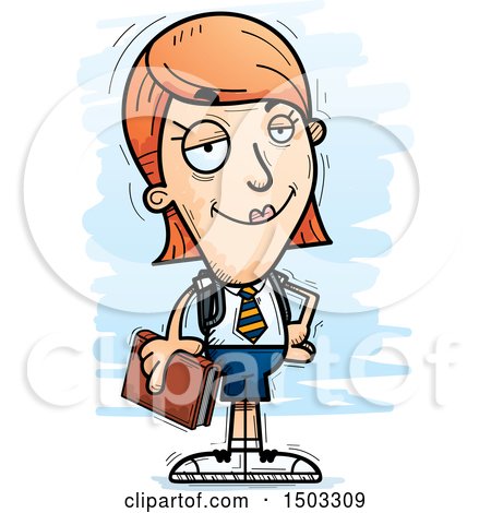 Clipart of a Confident White Female College Student - Royalty Free Vector Illustration by Cory Thoman