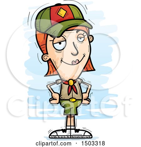 Clipart of a Confident White Female Scout - Royalty Free Vector Illustration by Cory Thoman