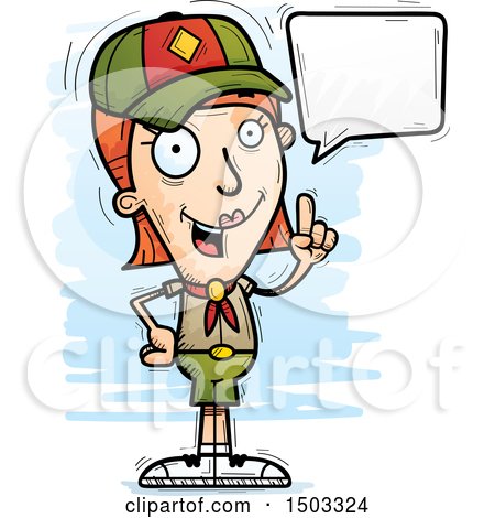 Clipart of a Talking White Female Scout - Royalty Free Vector Illustration by Cory Thoman