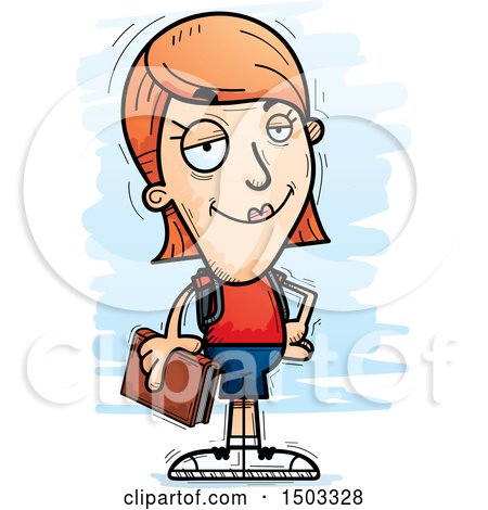 Clipart of a Confident White Female Student - Royalty Free Vector Illustration by Cory Thoman