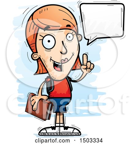 Clipart of a Talking White Female Student - Royalty Free Vector Illustration by Cory Thoman