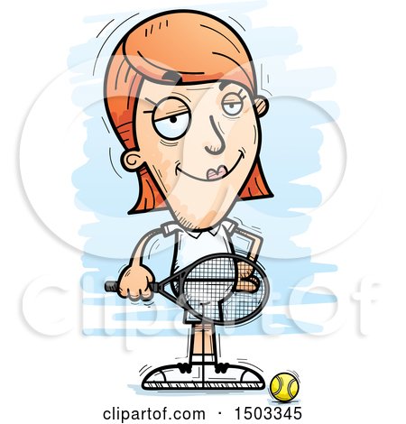 Clipart of a Confident Caucasian Woman Tennis Player - Royalty Free Vector Illustration by Cory Thoman