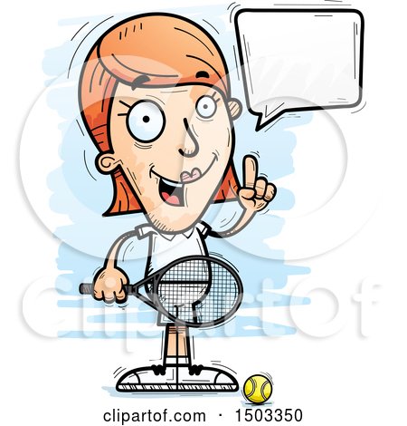 Clipart of a Talking Caucasian Woman Tennis Player - Royalty Free Vector Illustration by Cory Thoman