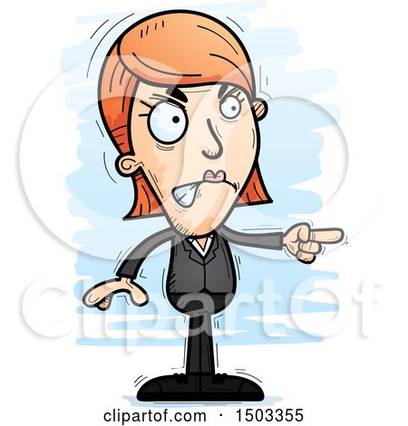 Clipart of a Mad Pointing Caucasian Business Woman - Royalty Free Vector Illustration by Cory Thoman