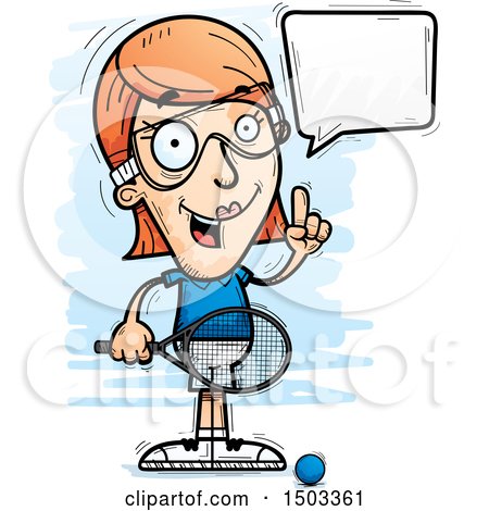 Clipart of a Talking Caucasian Woman Raquetball Player - Royalty Free Vector Illustration by Cory Thoman