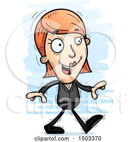 Clipart of a Walking Caucasian Business Woman - Royalty Free Vector Illustration by Cory Thoman