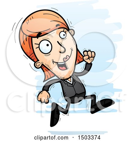 Clipart of a Running Caucasian Business Woman - Royalty Free Vector Illustration by Cory Thoman