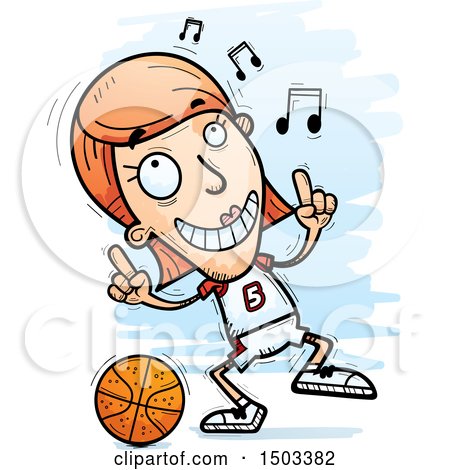 Clipart of a White Female Basketball Player Doing a Happy Dance - Royalty Free Vector Illustration by Cory Thoman