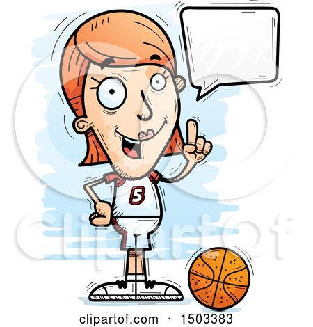 Clipart of a Talking White Female Basketball Player - Royalty Free Vector Illustration by Cory Thoman