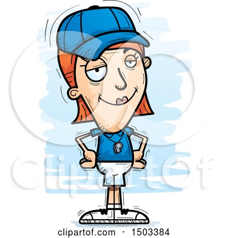 Clipart of a Confident White Female Coach - Royalty Free Vector Illustration by Cory Thoman