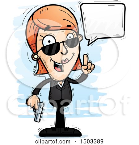 Clipart of a Talking Caucasian Woman Secret Service Agent - Royalty Free Vector Illustration by Cory Thoman