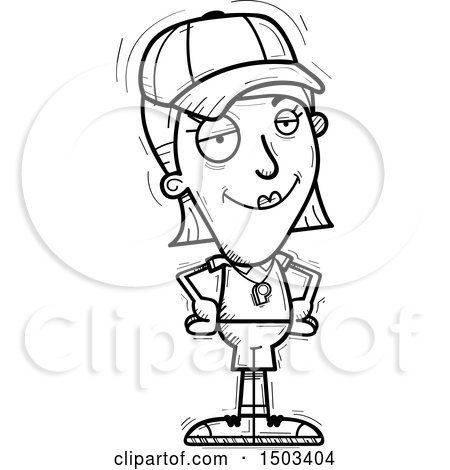 Clipart of a Black and White Confident White Female Coach - Royalty Free Vector Illustration by Cory Thoman