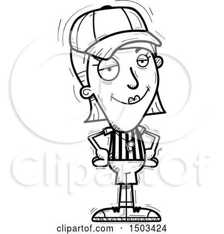 Clipart of a Black and White Confident White Female Referee - Royalty Free Vector Illustration by Cory Thoman