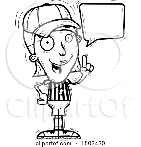 Clipart of a Black and White Talking White Female Referee - Royalty Free Vector Illustration by Cory Thoman