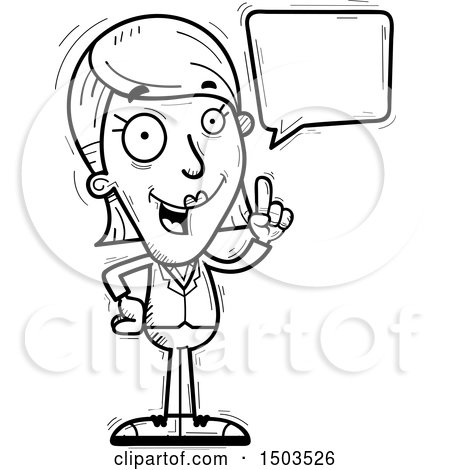 Clipart of a Black and White Talking  Business Woman - Royalty Free Vector Illustration by Cory Thoman