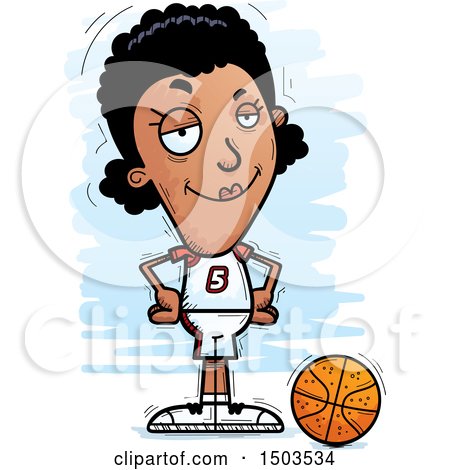 Clipart of a Black Female Basketball Player - Royalty Free Vector Illustration by Cory Thoman