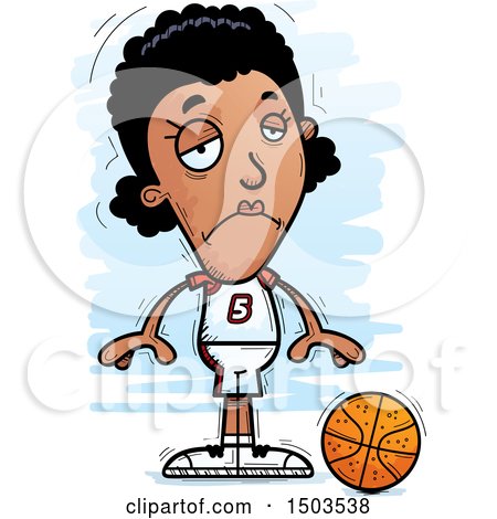 Clipart of a Sad Black Female Basketball Player - Royalty Free Vector Illustration by Cory Thoman
