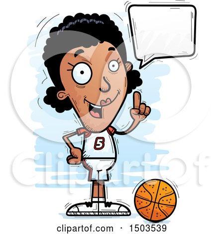 Clipart of a Talking Black Female Basketball Player - Royalty Free Vector Illustration by Cory Thoman