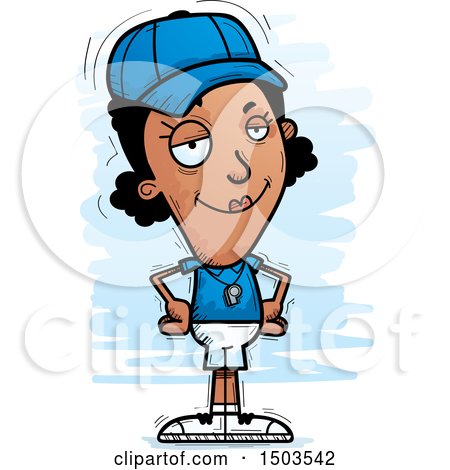 Clipart of a Confident Black Female Coach - Royalty Free Vector Illustration by Cory Thoman