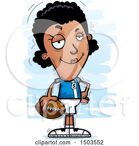 Clipart of a Confident Black Female Football Player - Royalty Free Vector Illustration by Cory Thoman