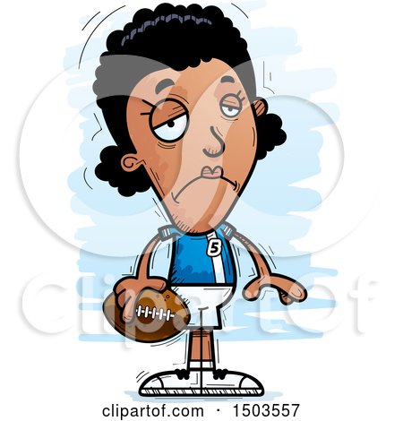 Clipart of a Sad Black Female Football Player - Royalty Free Vector Illustration by Cory Thoman