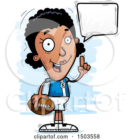 Clipart of a Talking Black Female Football Player - Royalty Free Vector Illustration by Cory Thoman