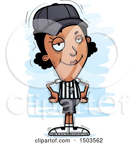 Clipart of a Confident Black Female Referee - Royalty Free Vector Illustration by Cory Thoman